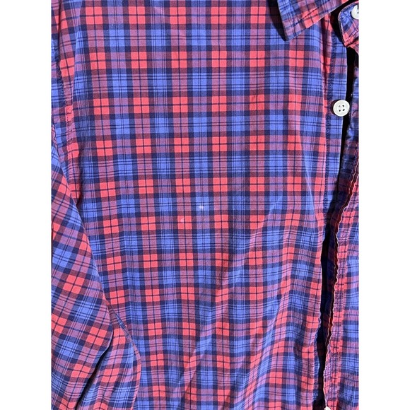 J Crew Long Sleeve Button Up Shirt Mens Size Large Red Blue Plaid Chest Pocket - Picture 11 of 11